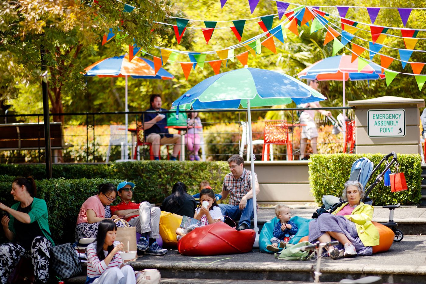 People gathering in an outdoor third space